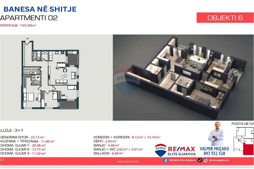 Offerta di #vendita di appartamenti con una superficie totale di 145,99m² - secondo piano, in via "Luan Haradinaj", complesso residenziale “Jakova Housing” - Gjakovë. (7)