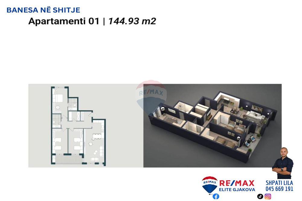 Offerta in #vendita appartamenti con una superficie totale di 144,93m² - sesto piano, lamella 6, in via "Luan Haradinaj", complesso residenziale "Jakova Housing" - Gjakovë. (3)