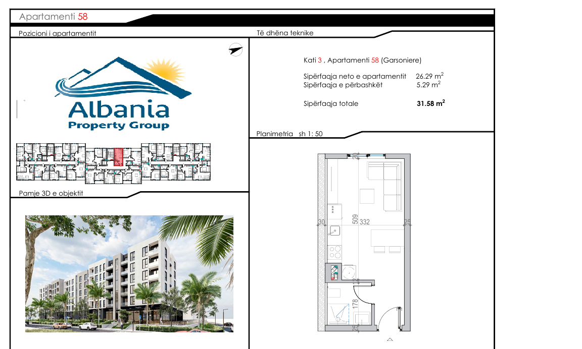 Studio for sale in golem durres albania