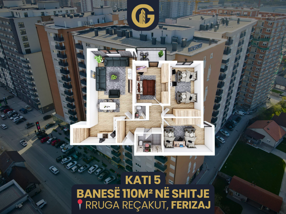 Apartamento de 110m² en venta, 5º piso, Ferizaj