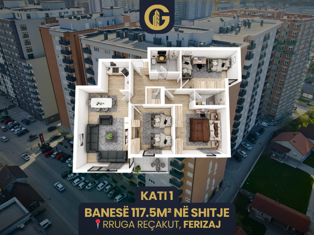 Appartamento di 117,5m² in vendita, piano 1, Ferizaj