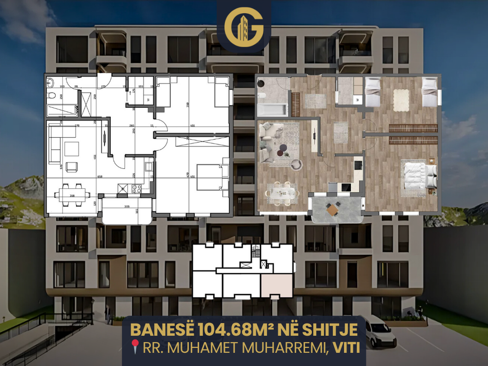 Banesë 104.68m² në shitje, kati 3, Viti
