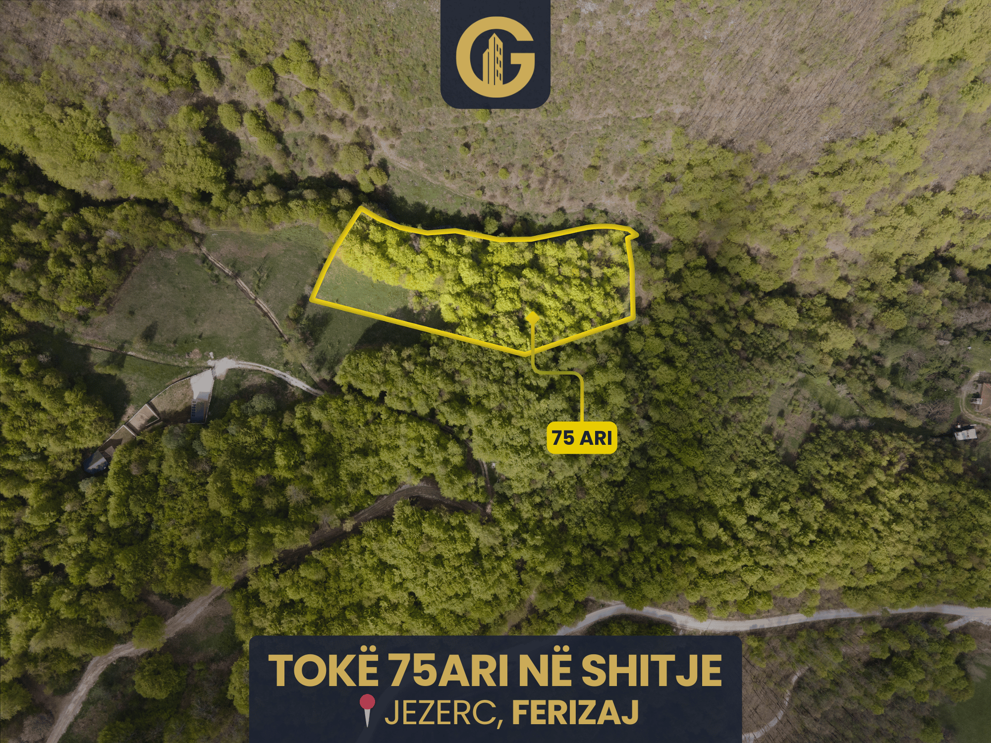 Terre de 75 ari pour vente à jezerc, Ferizaj