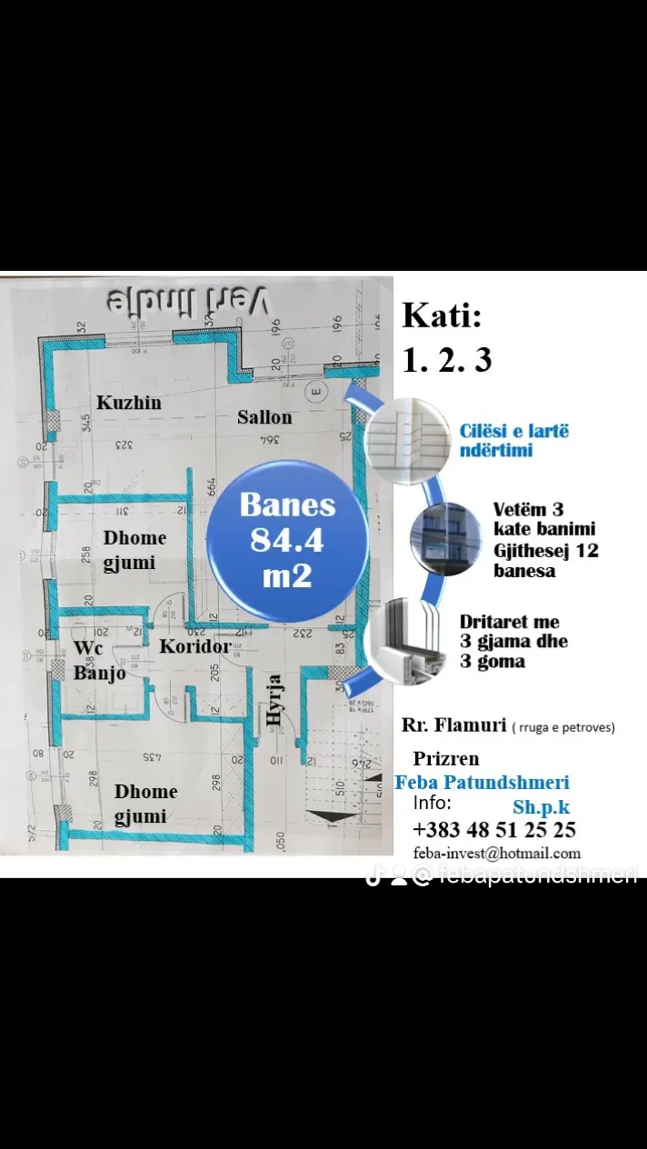 Vente de 5 appartements de 84m² à Prizren