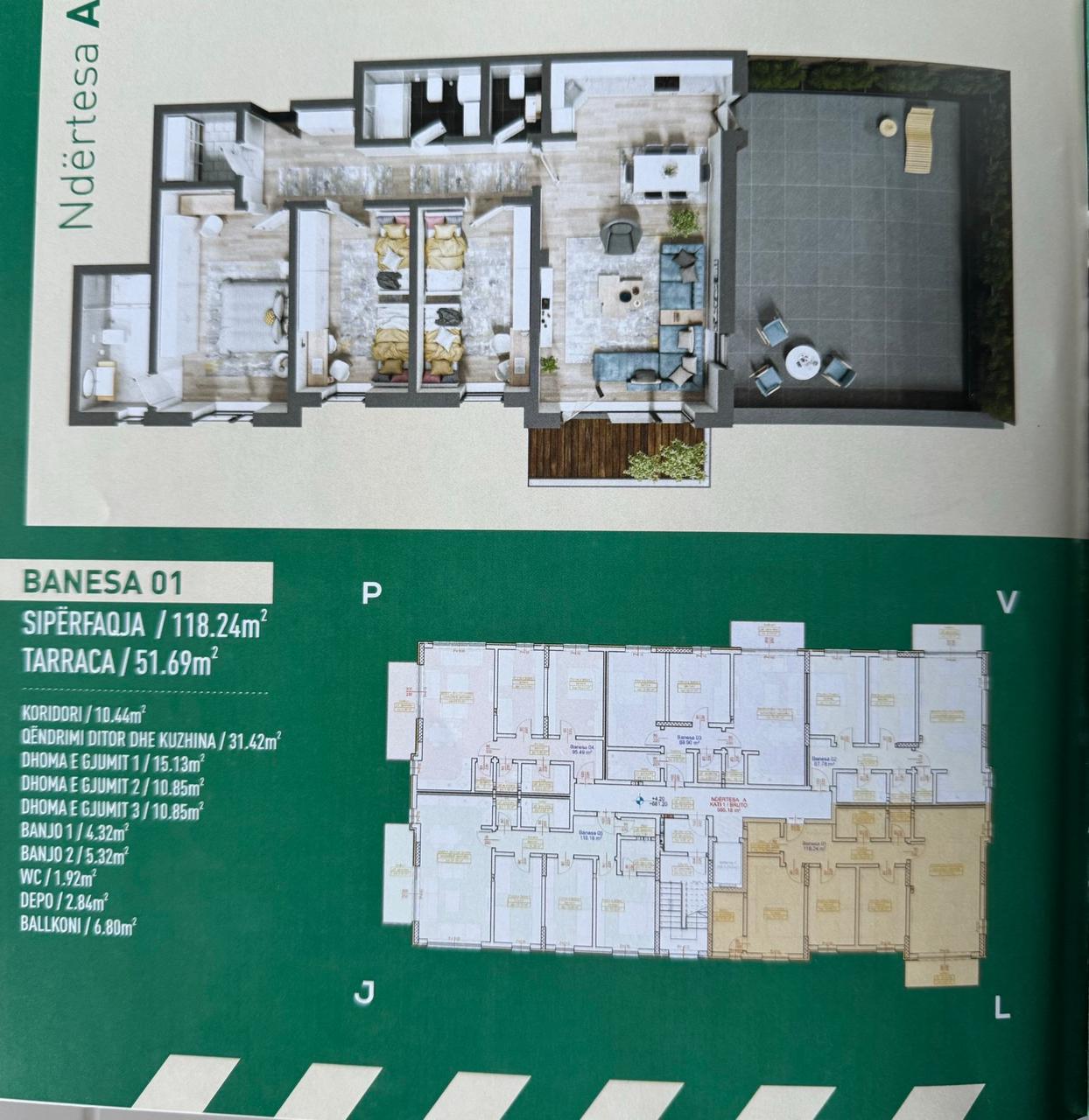 Apartamento en venta 118,24m² + 51,69m² – Complejo manor residence/Arbëri - dragodan (2)
