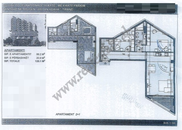 Apartamento de dos habitaciones en venta cerca de zogu i zi en Tirana
