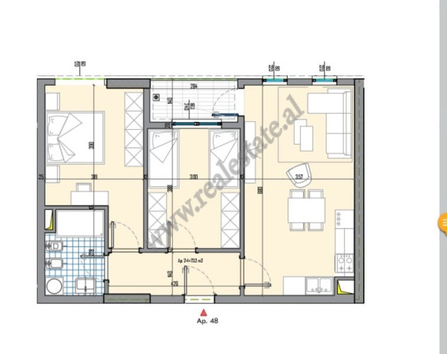 Apartament me dy dhoma gjumi për shitje në kompleksin univers city në Tiranë, shqipëri (2)