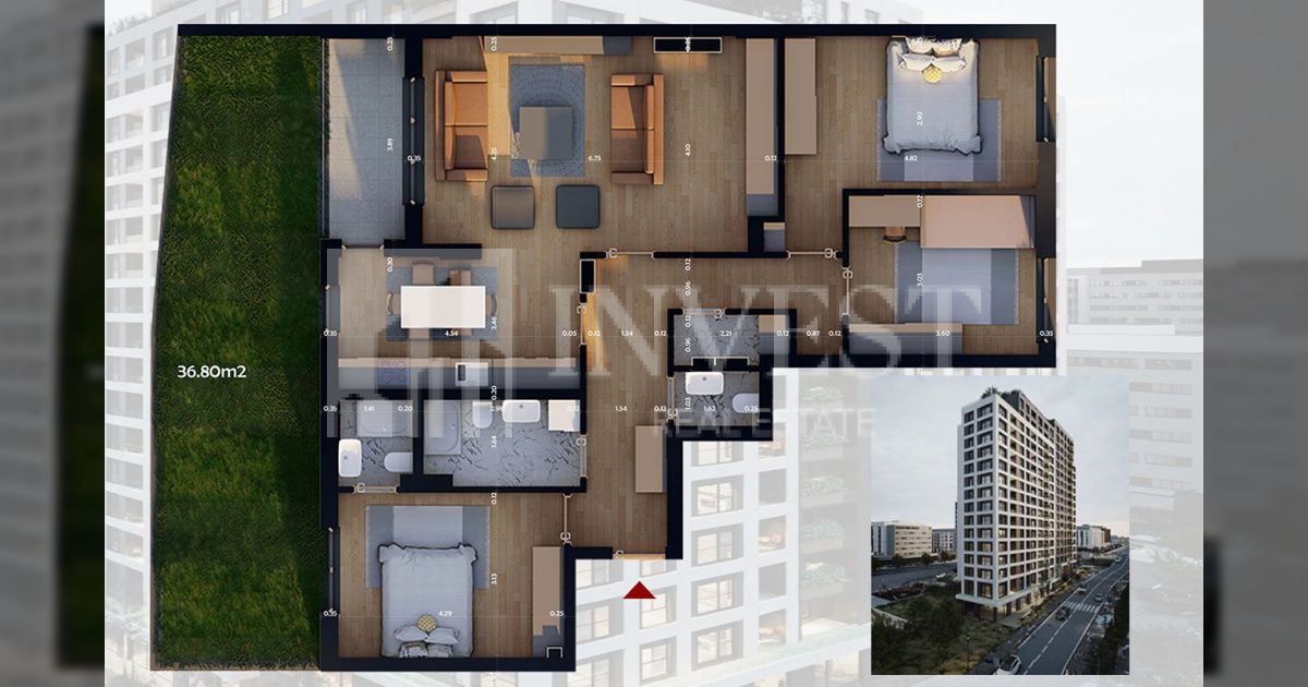 Apartamentos en venta, 127.6 metros cuadrados más 38 metros cuadrados de terraza, con 3 habitaciones | invest real estate