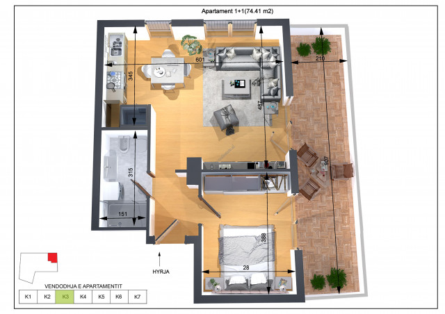 One bedroom apartments for sale near ferit xhajko street in Tirana. (3)