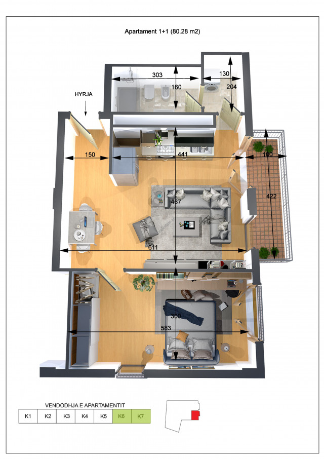 One bedroom apartments for sale near ferit xhajko street in Tirana. (4)