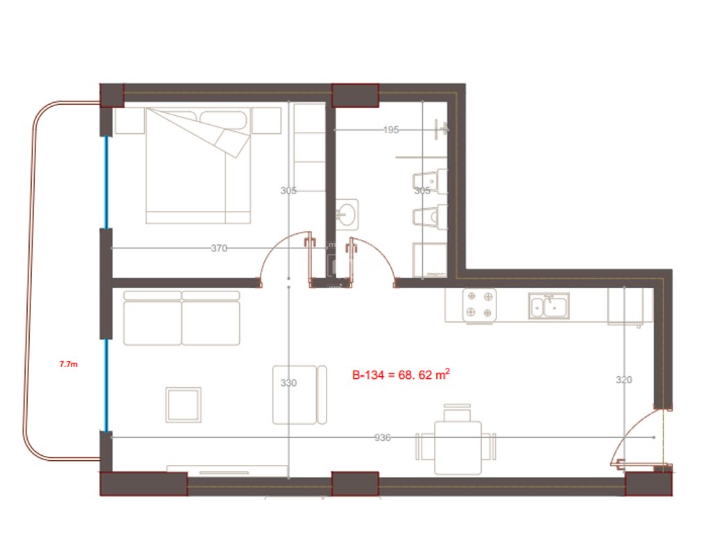 Appartement 1+1 à vendre à Mali i Robit, près de sapphire point !