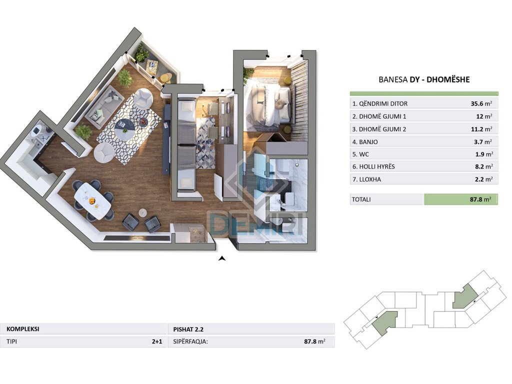 Appartamento in vendita – 87,8m² | 2 camere da letto | Fushë Kosovë