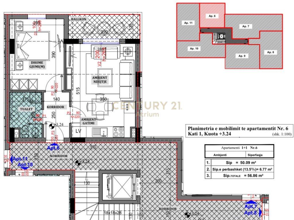 Apartament 2+1 në shitje në rezidencën "Porta E Re", Sauk i vjetër