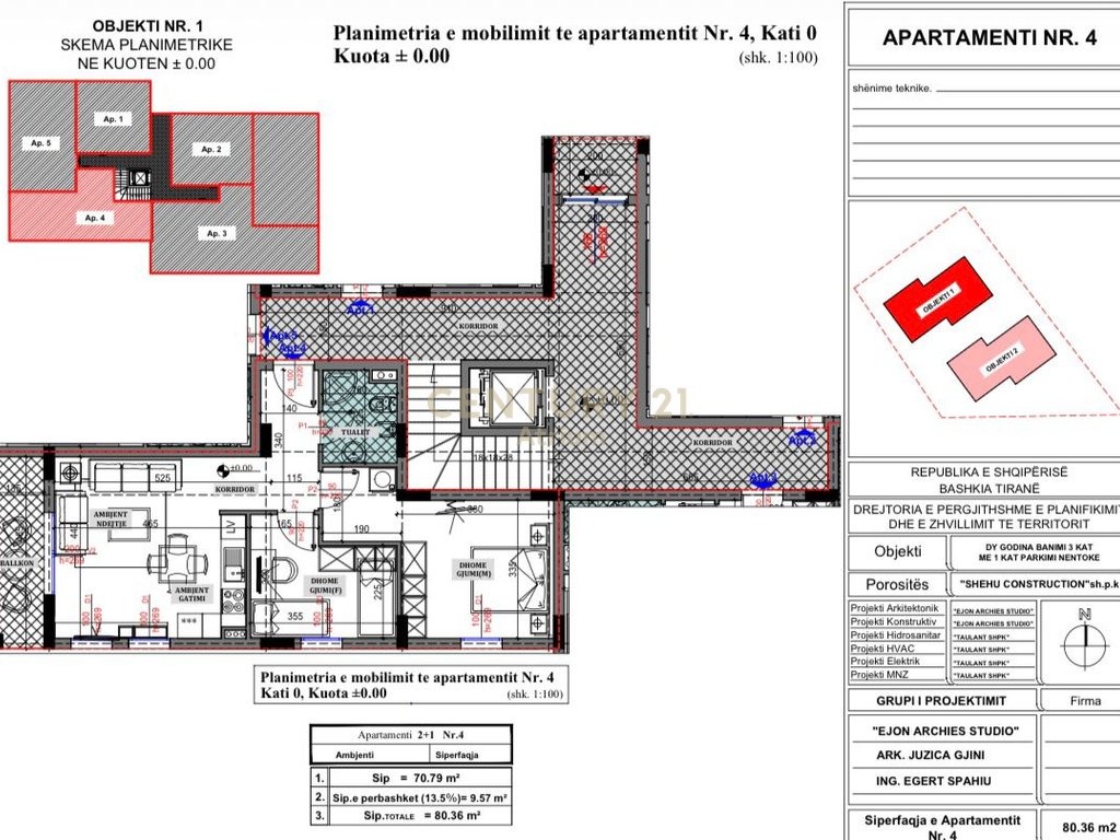 Apartament 2+1 në shitje në rezidencën "Porta E Re", Sauk i vjetër