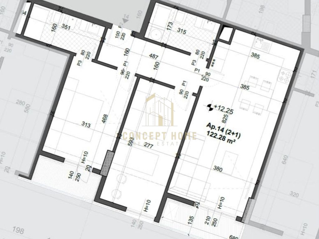 Apartamento 2+1+2 à venda em ish fusha e aviacionit, Tirana