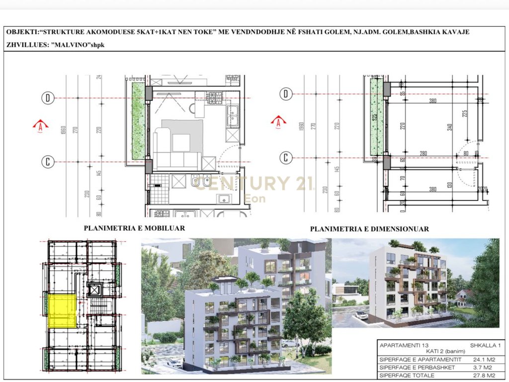 Appartamento 2+1 in vendita nella zona di malit të robit!