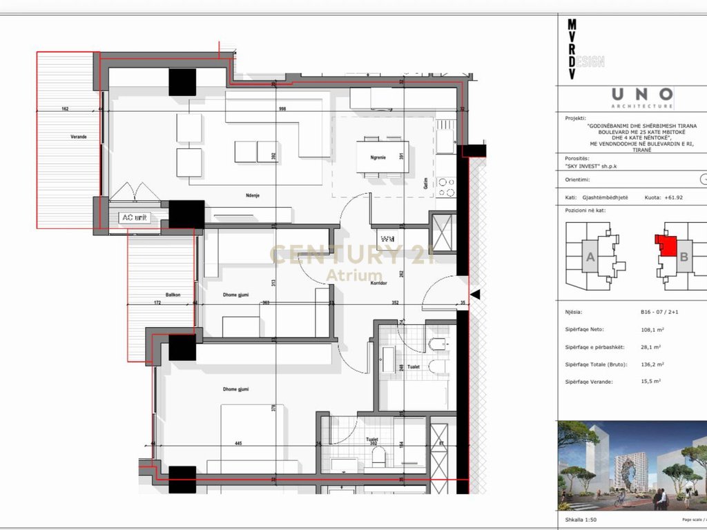 Neuer boulevard, wohnung 2+1 zu verkaufen