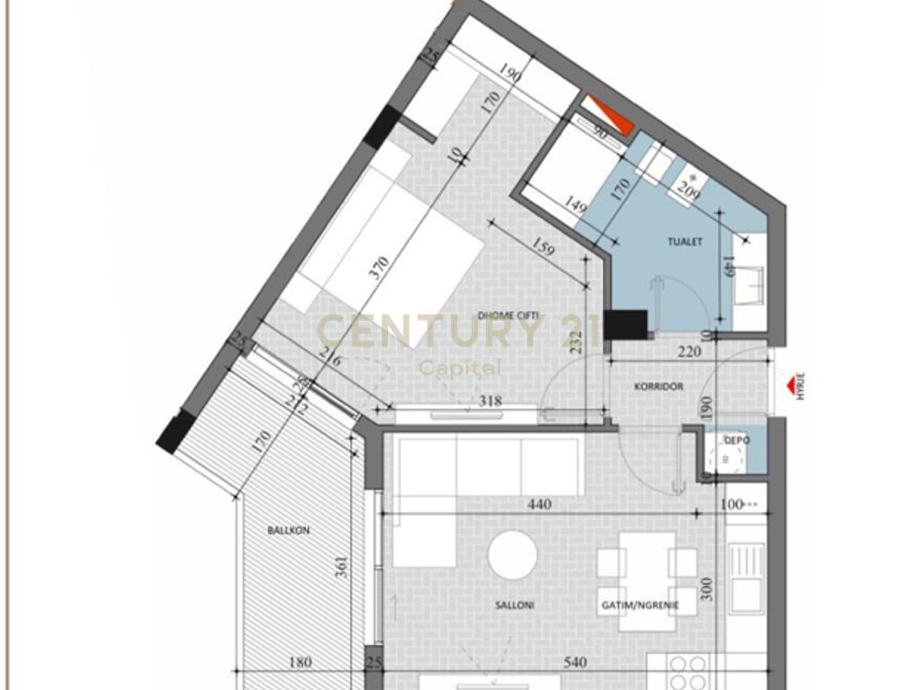 Apartamento 1+1 en alquiler en dielli 2!