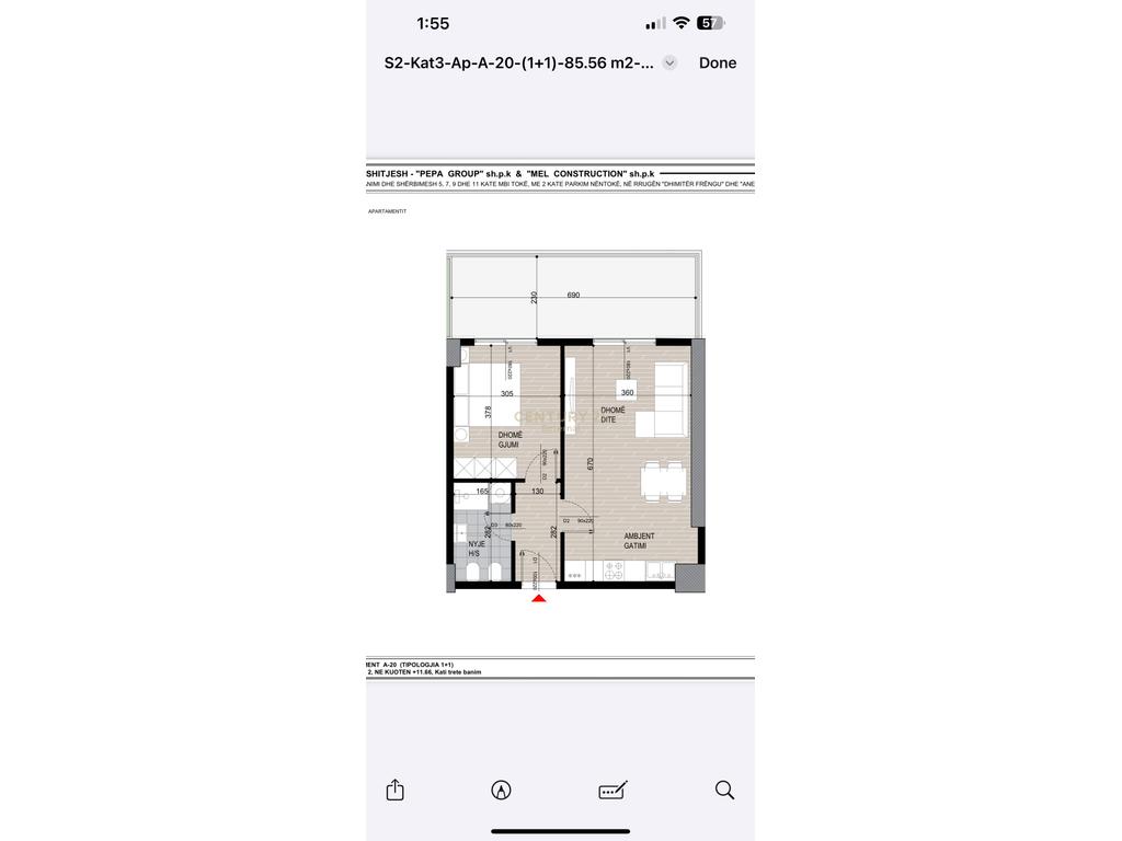 Appartamento 1+1 vendita in ish fusha e aviacionit, Tirana -| 85,6 m² (2)