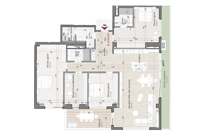 Wohnung 218,5m² zum verkauf in Prishtina e Re