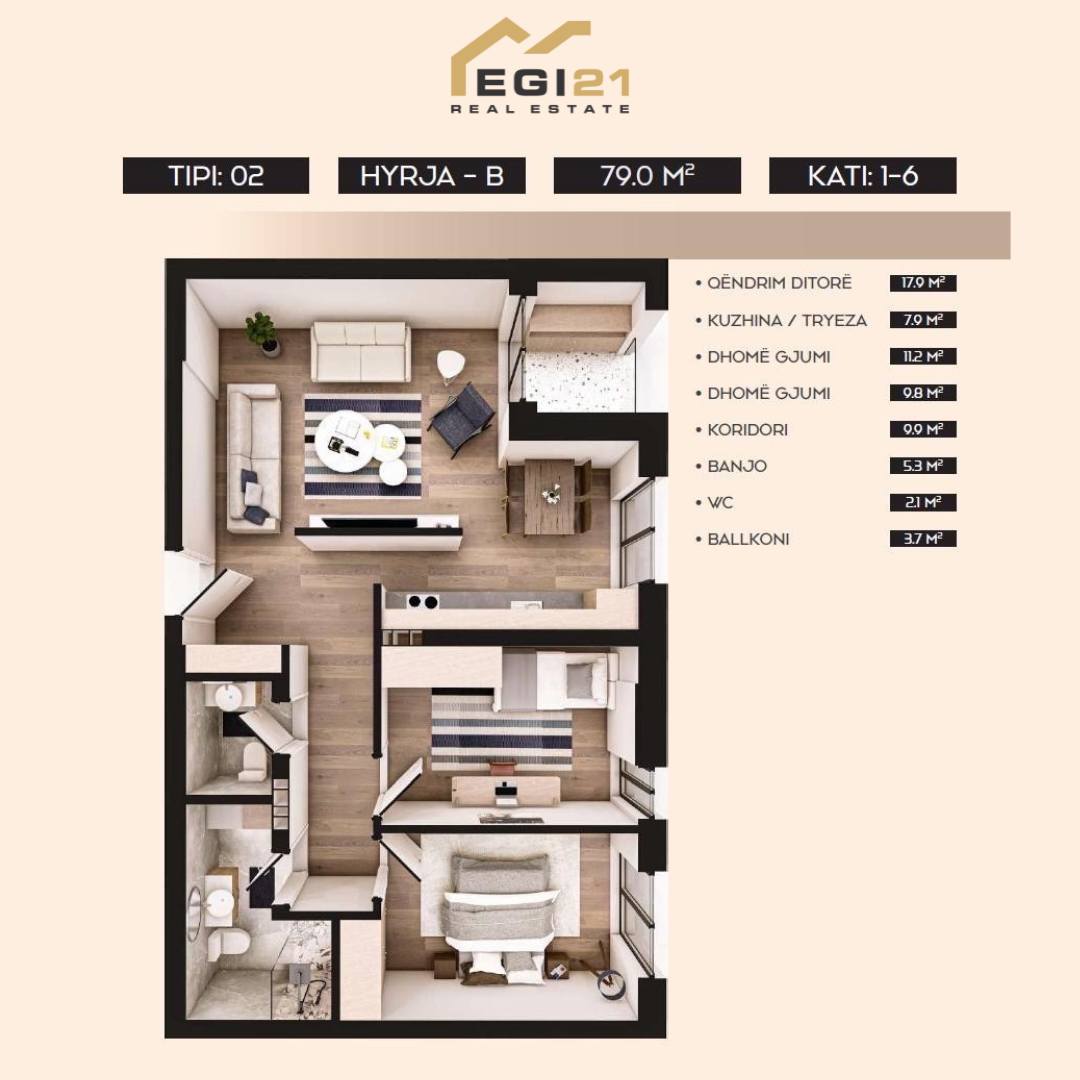 Apartment 79m² for sale, Aktash