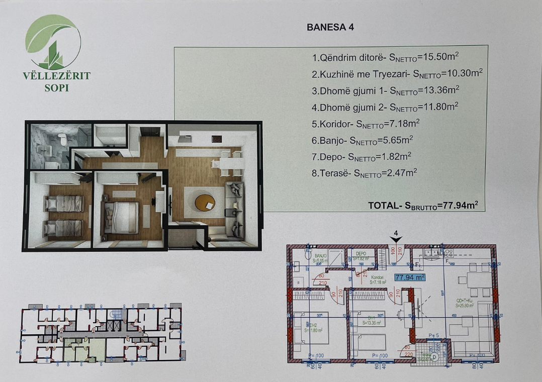 Apartment for sale – 78 m² | Fushë Kosovë, 7th floor