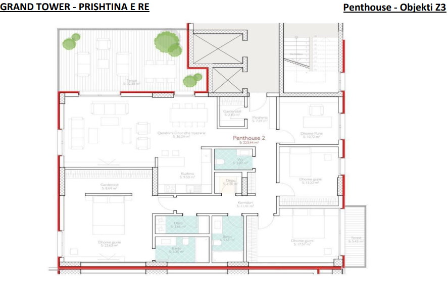Luxury penthouse for sale – 223.44 m² | grand tower – Prishtina e Re