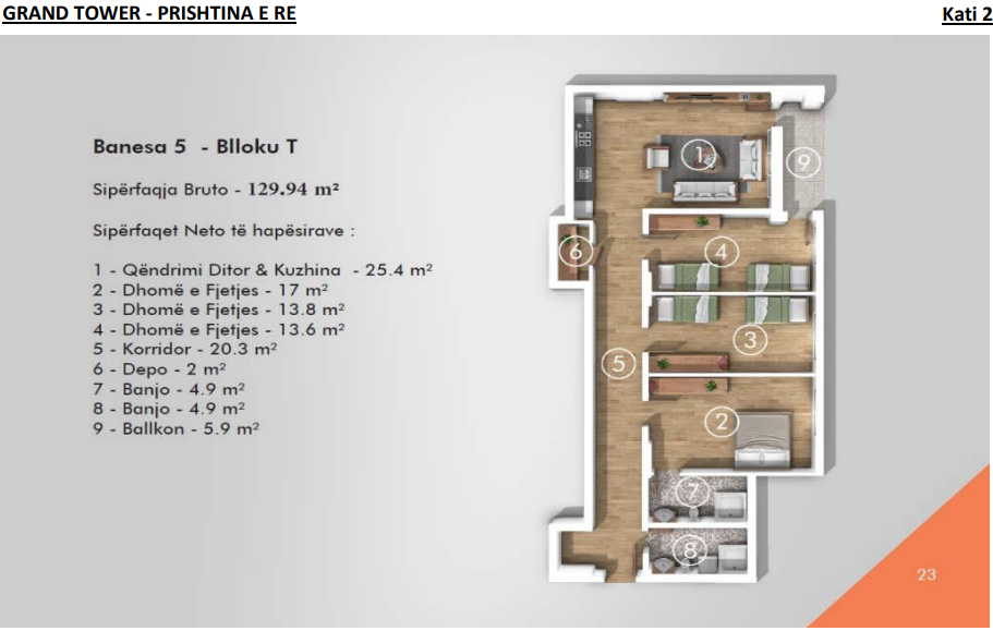 Apartamento en venta – 129,94 m² | grand tower – Prishtina e Re