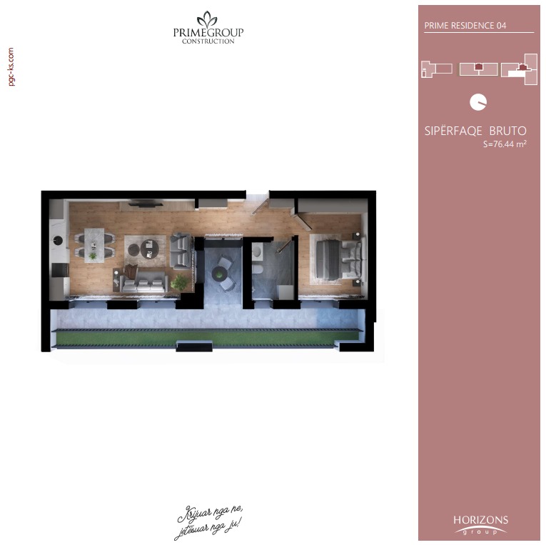 Apartment for sale – 76.44 m² | Prishtina e Re, prime residence