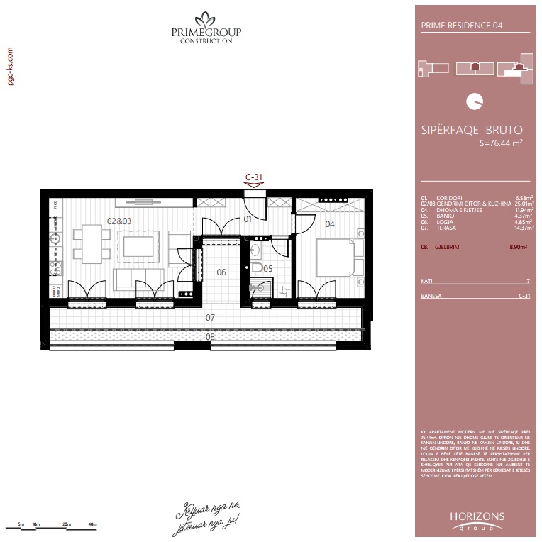 Apartment for sale – 76.44 m² | Prishtina e Re, prime residence