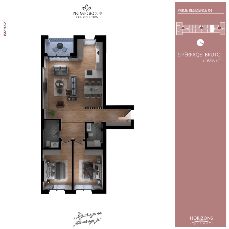 Apartment for sale – 98.86 m² | Prishtina e Re, prime residence
