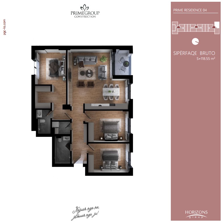 Apartament për shitje – 118.55 m² | Prishtina e Re, prime residence