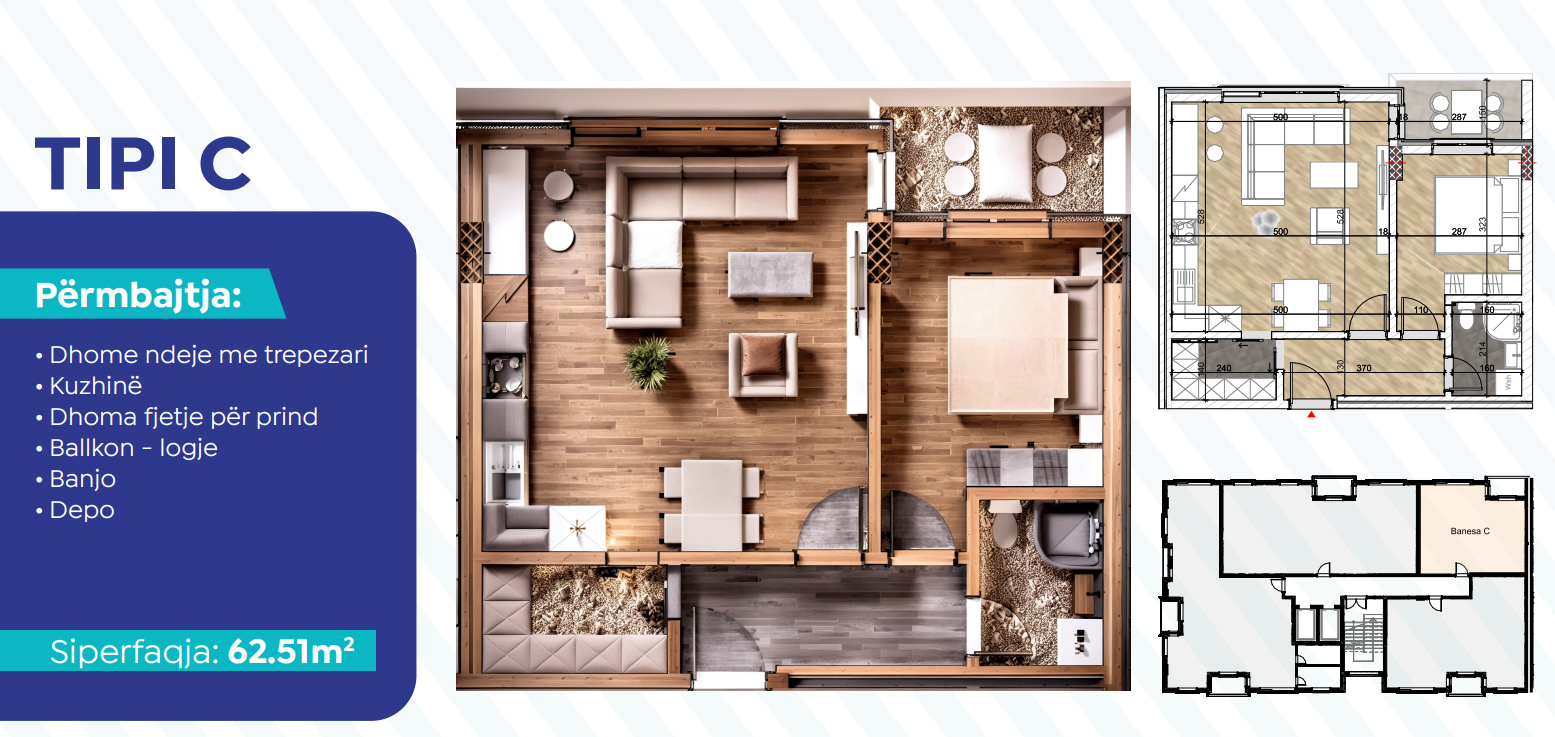 Apartment for sale – 62.51 m² | emshir, shefqet shkupi street – Prishtina
