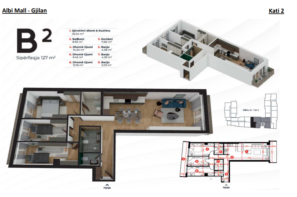 Apartment for sale – 127 m² | block 2, 2nd floor, near albi mall – Gjilan