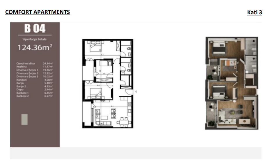 Apartament për shitje – 124.36 m² | emshir, rruga shefqet shkupi – Prishtinë