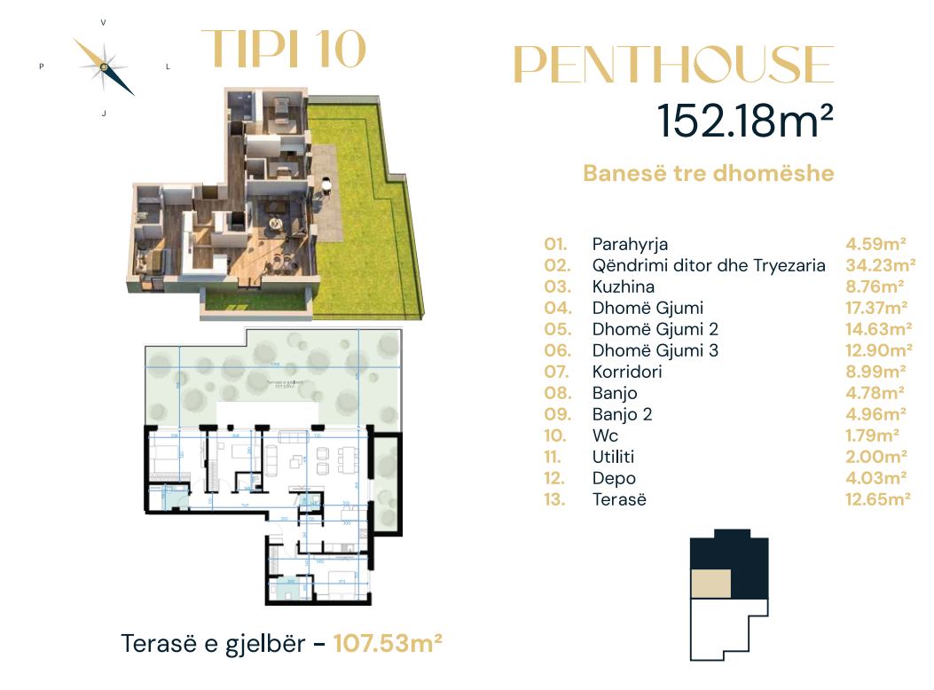Apartament për shitje – 152.18 m² | dragodan (kompleksi ebrona)