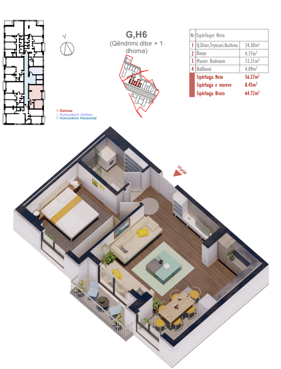 Apartment for sale – 64.74 m² | shiki complex, Prishtina e Re