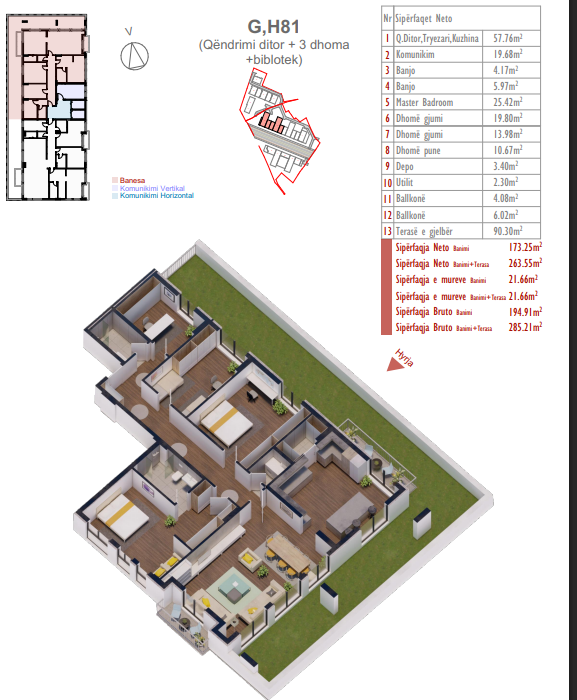 Apartment for sale – 194.90 m² + green terrace (285.21 m²) | shiki complex, Prishtina e Re