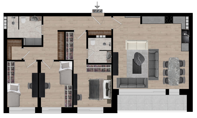 Apartment for sale – 107.67 m² | west hill (btp holding), Prishtina e Re