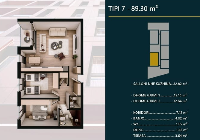 Apartamento en venta – 89,30 m² | hill side, Prizren