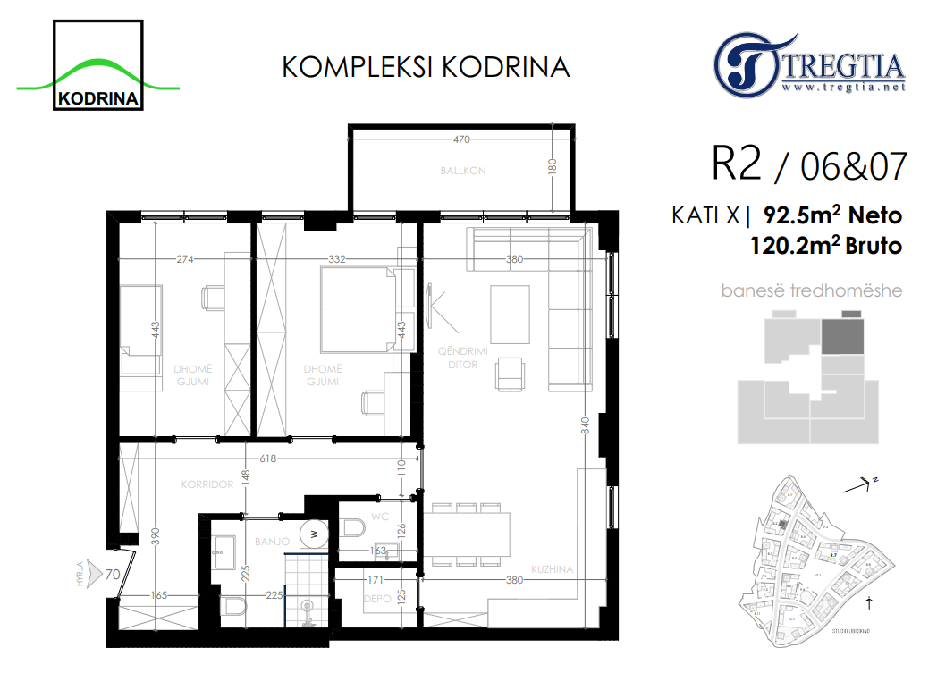 Apartamento en venta – 120,2 m² | complejo “Tregtia”, zona kodrina (10º piso)
