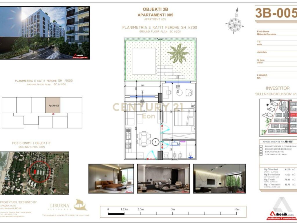 Apartament 1+1 për shitje në golem, Durrës - 101760€ | 73.32m²