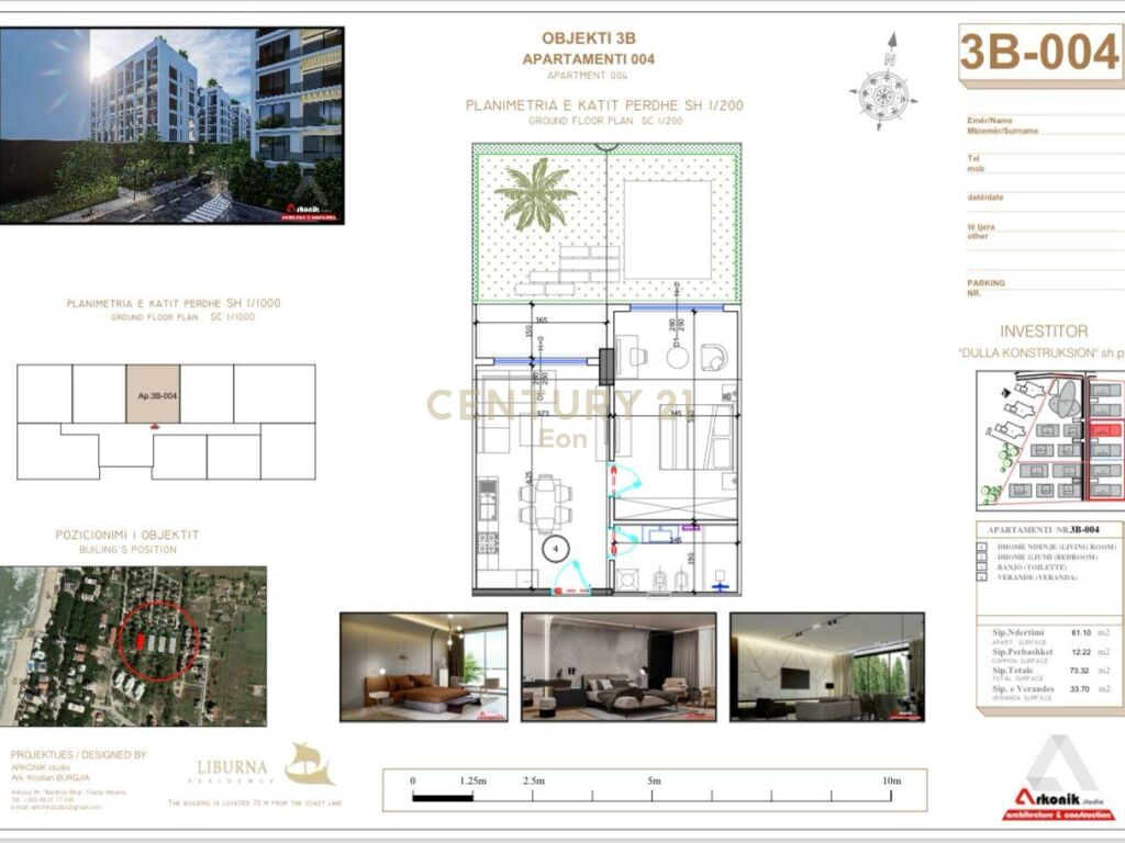 Apartament 1+1 për shitje në golem, Durrës - 101760€ | 73.32 m²