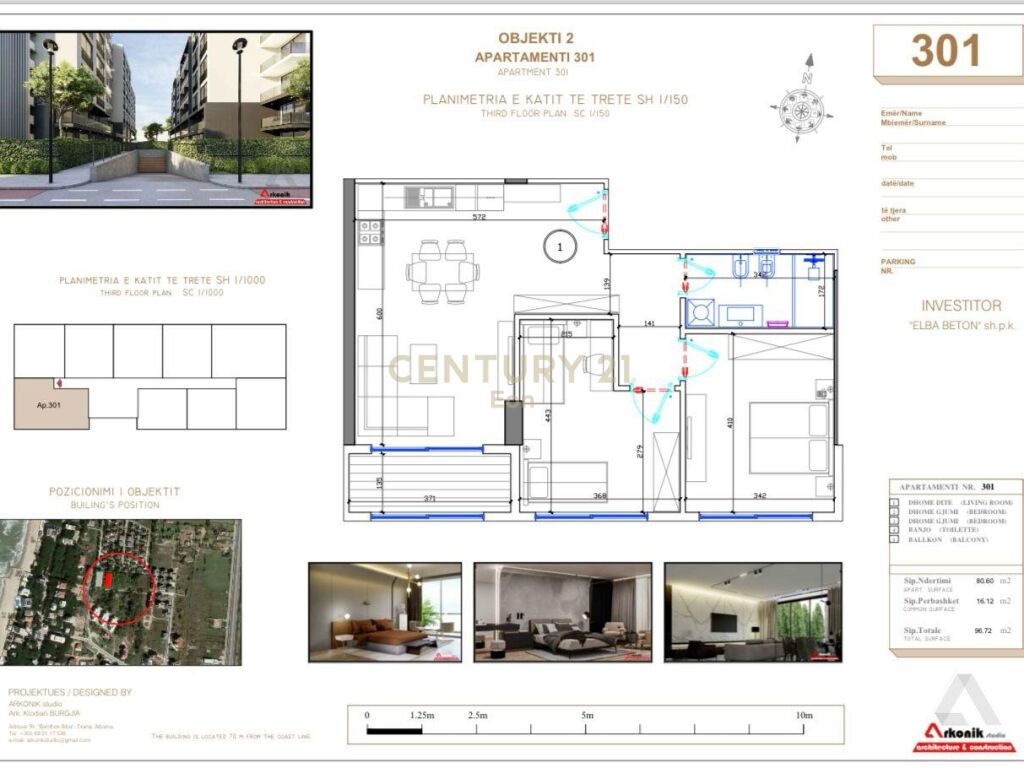 Apartament 2+1 për shitje në golem, Durrës - 120900€ | 96.72 m²
