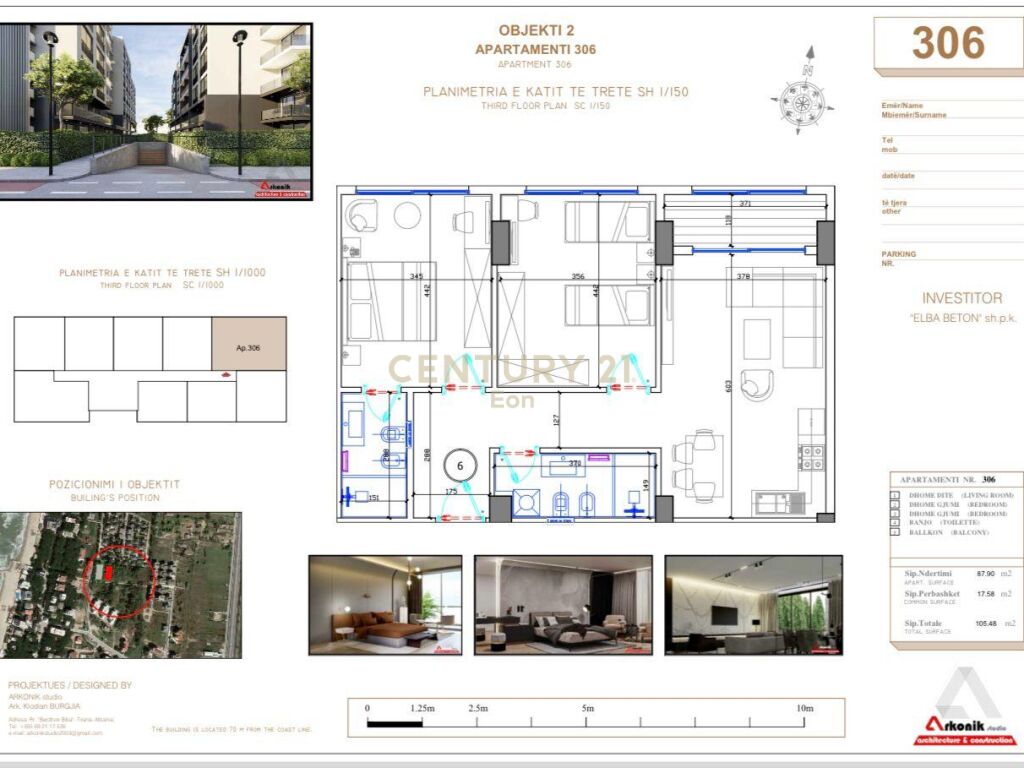 Apartament 2+2 ne shitje në golem, Durrës - 131,850.00€ | 105m²