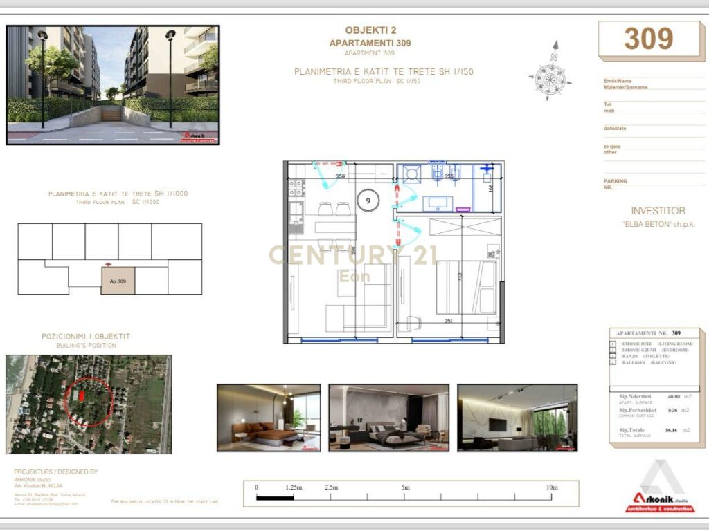 Apartament 1+1 për shitje në golem, Durrës - 70200€ | 56.16m²