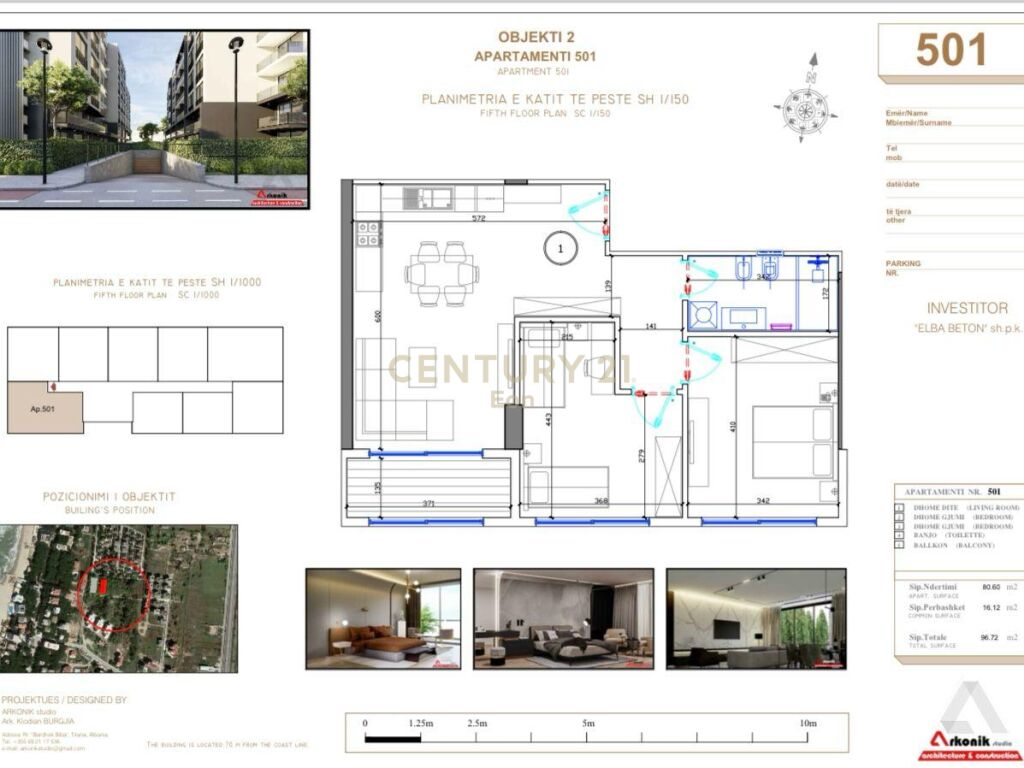 Apartament 2+1 për shitje në golem, Durrës - 120900€ | 96.72m²