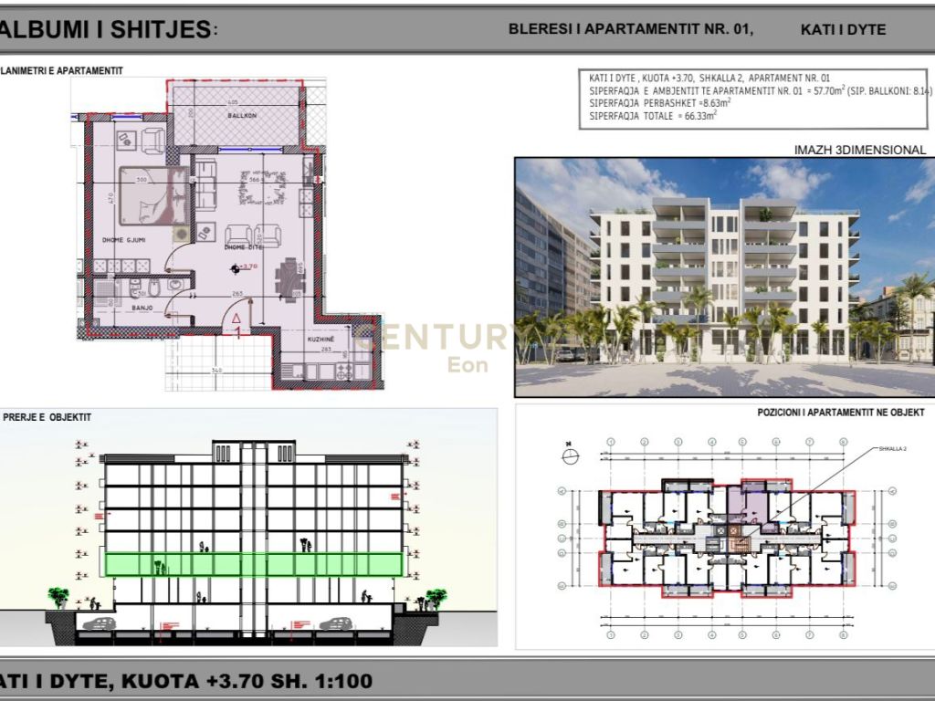 Shitet apartament 1+1 prane detit ne golem, ndertim i ri !