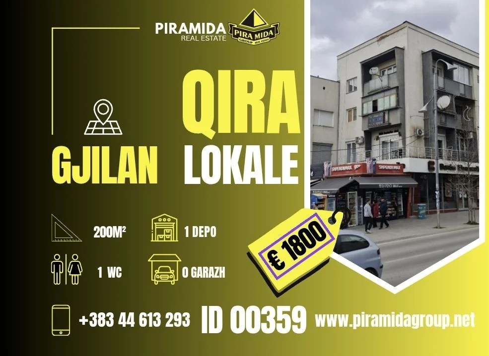 Local commercial à louer 200/m² au centre de Gjilan – Kosovo