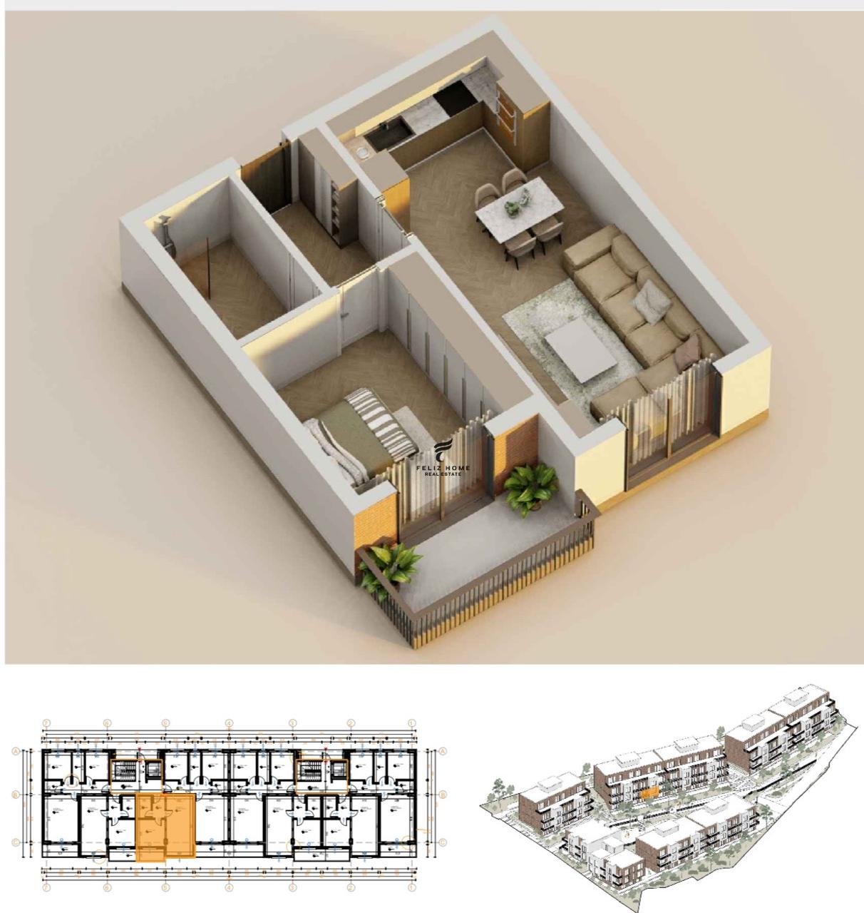 Shitet apartament 1+1 teg 152.800 euro